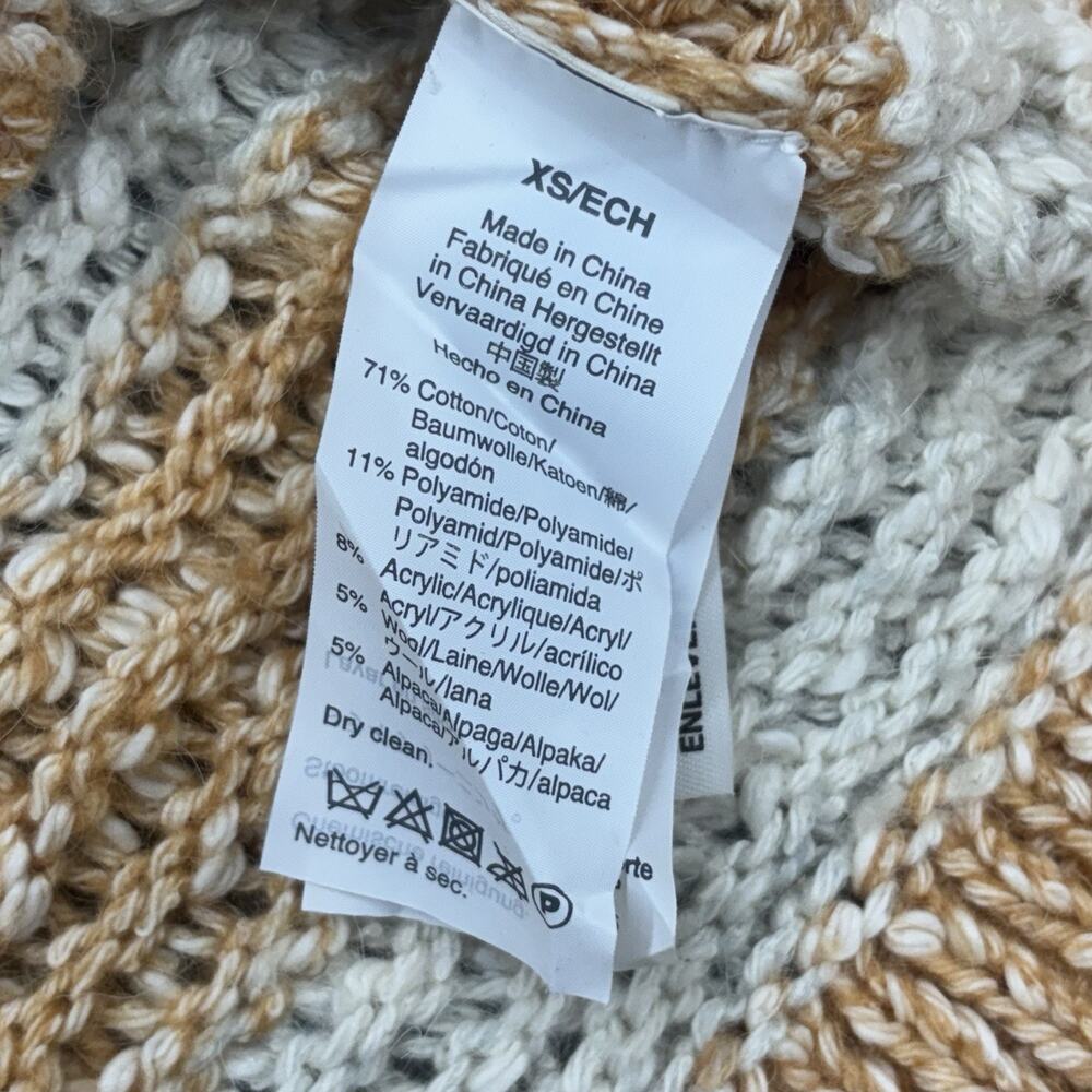 Madewell Baez Pullover Sweater XS Striped Orange Cream Knit Striped Long Sleeve - Picture 8 of 11